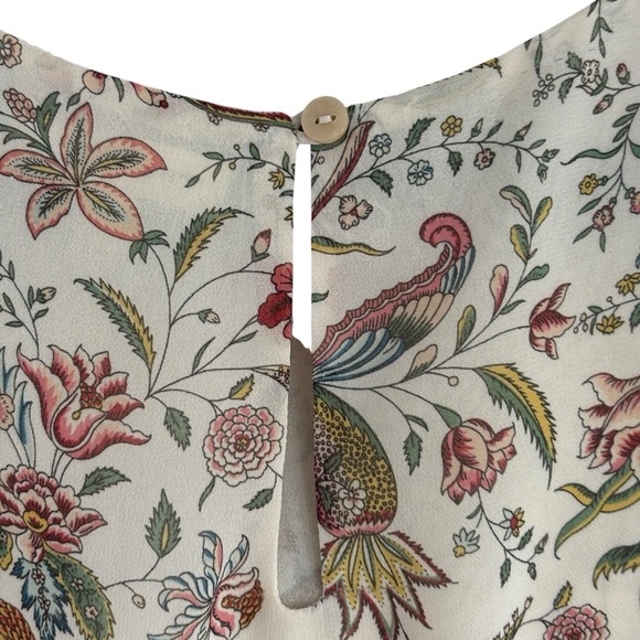 Max Studio Cream Pink Green Floral Sleeveless Blouse Size Medium - Picture 4 of 7